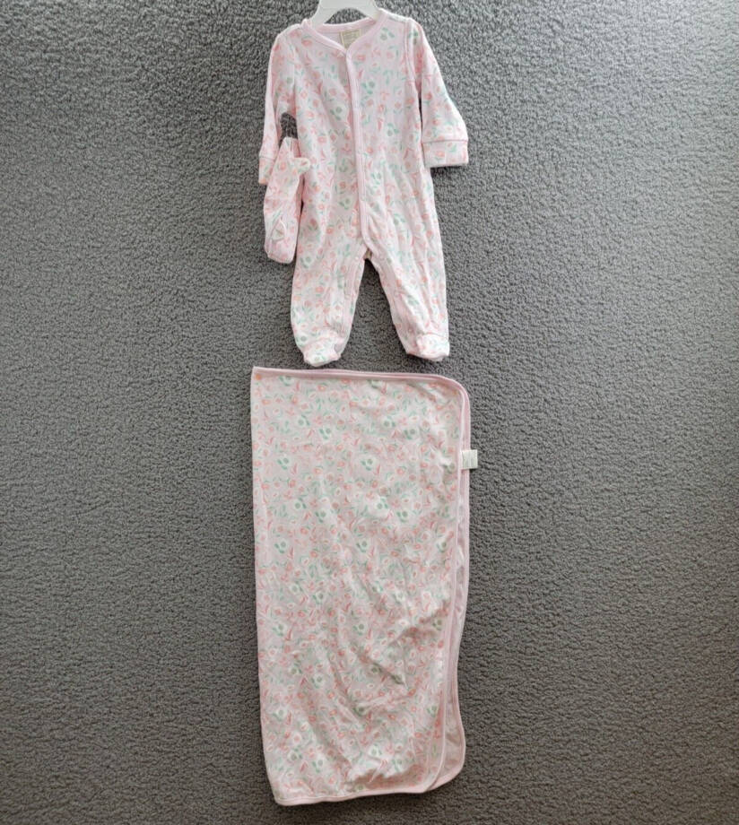 First Impressions Floral Coverall, Hat & Blanket Set Unisex Baby 3-6M Pink Multi