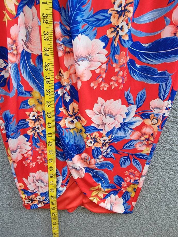 Siena Floral Side-Ruched Sleeveless Midi Dress Women's 2 Red Multi Back Zipped
