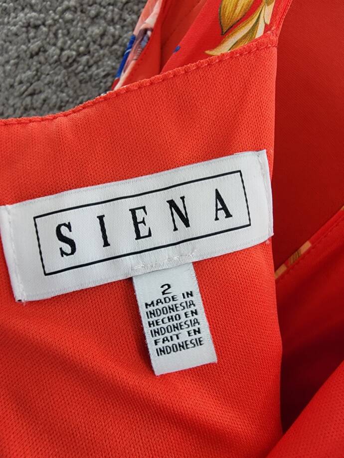 Siena Floral Side-Ruched Sleeveless Midi Dress Women's 2 Red Multi Back Zipped