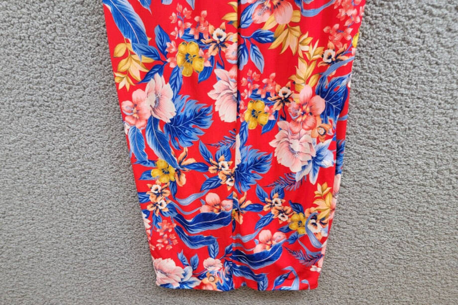 Siena Floral Side-Ruched Sleeveless Midi Dress Women's 2 Red Multi Back Zipped