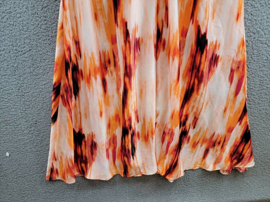 DKNY Printed Satin Strappy Halter Maxi Dress Women's XL Orange Blossom Back Tie
