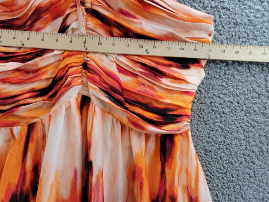 DKNY Printed Satin Strappy Halter Maxi Dress Women's XL Orange Blossom Back Tie