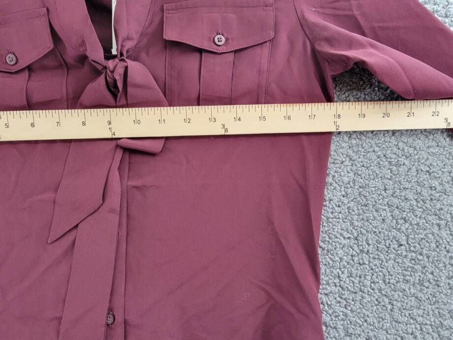 Lauren Ralph Lauren Crepe Tie-Neck Shirt Women's XS Vintage Burgundy Long Sleeve
