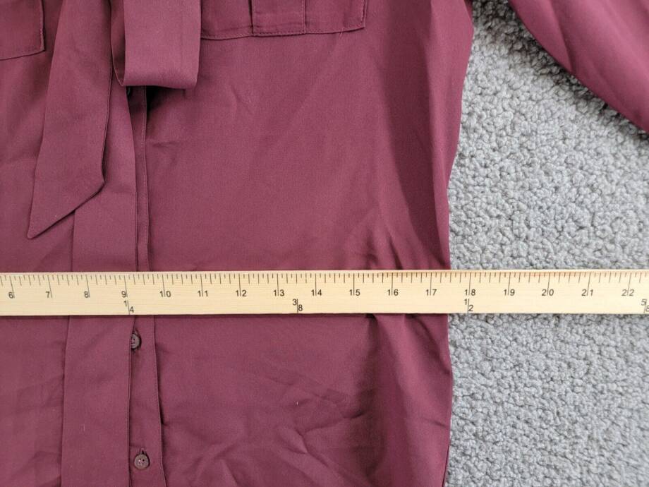 Lauren Ralph Lauren Crepe Tie-Neck Shirt Women's XS Vintage Burgundy Long Sleeve