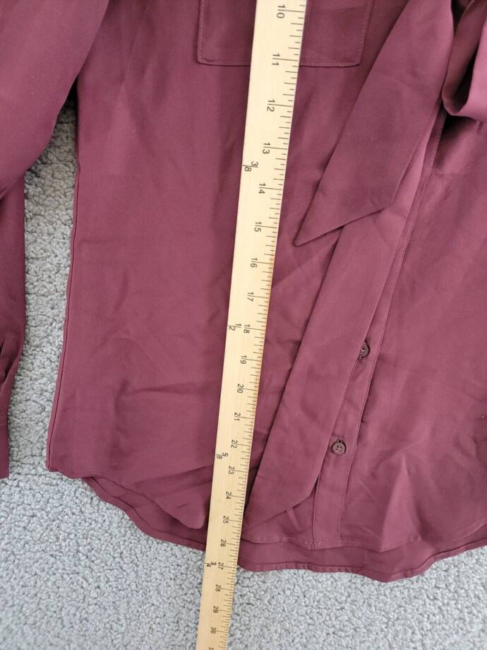 Lauren Ralph Lauren Crepe Tie-Neck Shirt Women's XS Vintage Burgundy Long Sleeve