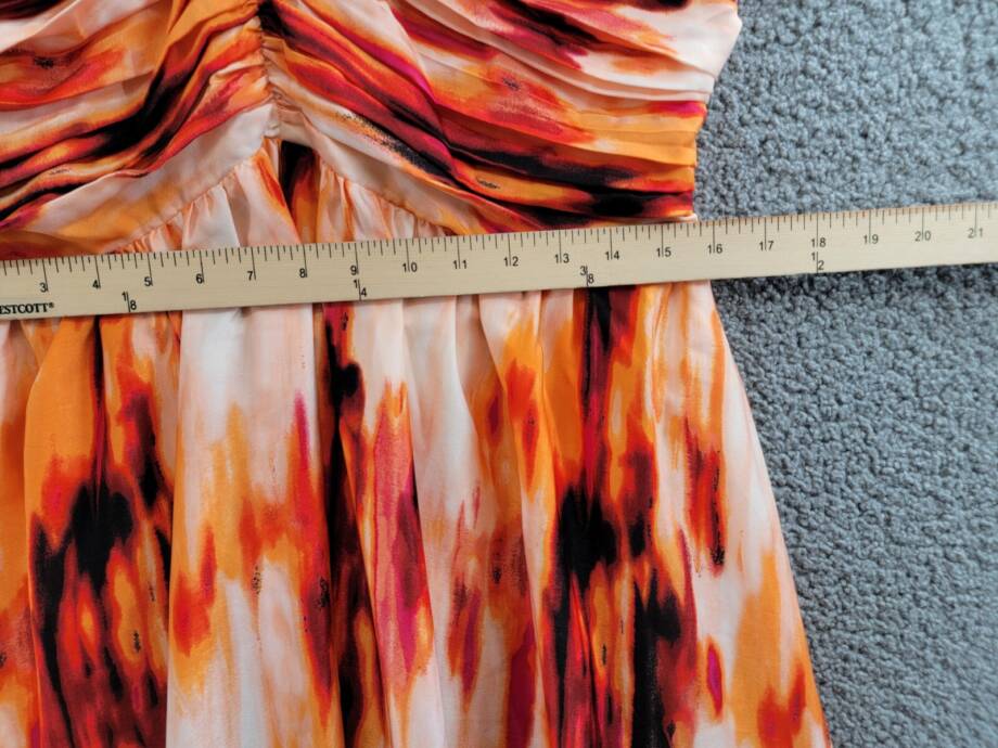DKNY Printed Satin Strappy Halter Maxi Dress Women's XL Orange Blossom Back Tie