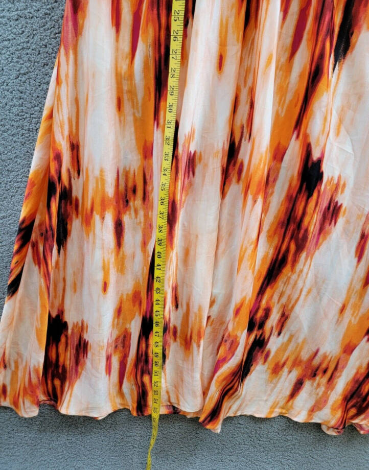 DKNY Printed Satin Strappy Halter Maxi Dress Women's XL Orange Blossom Back Tie