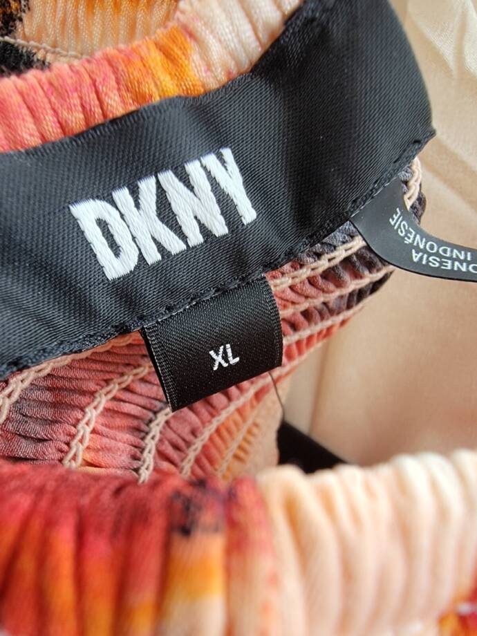 DKNY Printed Satin Strappy Halter Maxi Dress Women's XL Orange Blossom Back Tie