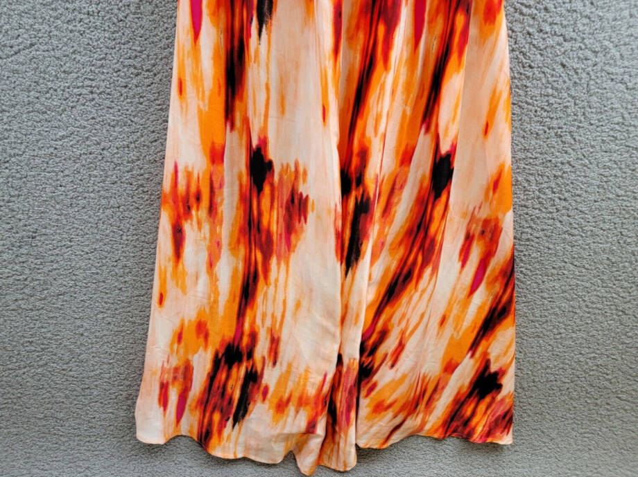 DKNY Printed Satin Strappy Halter Maxi Dress Women's XL Orange Blossom Back Tie