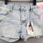 IMPERIAL STAR Destructed Splatter Denim Shorts Big Girls 14 Delilah Wash Snap