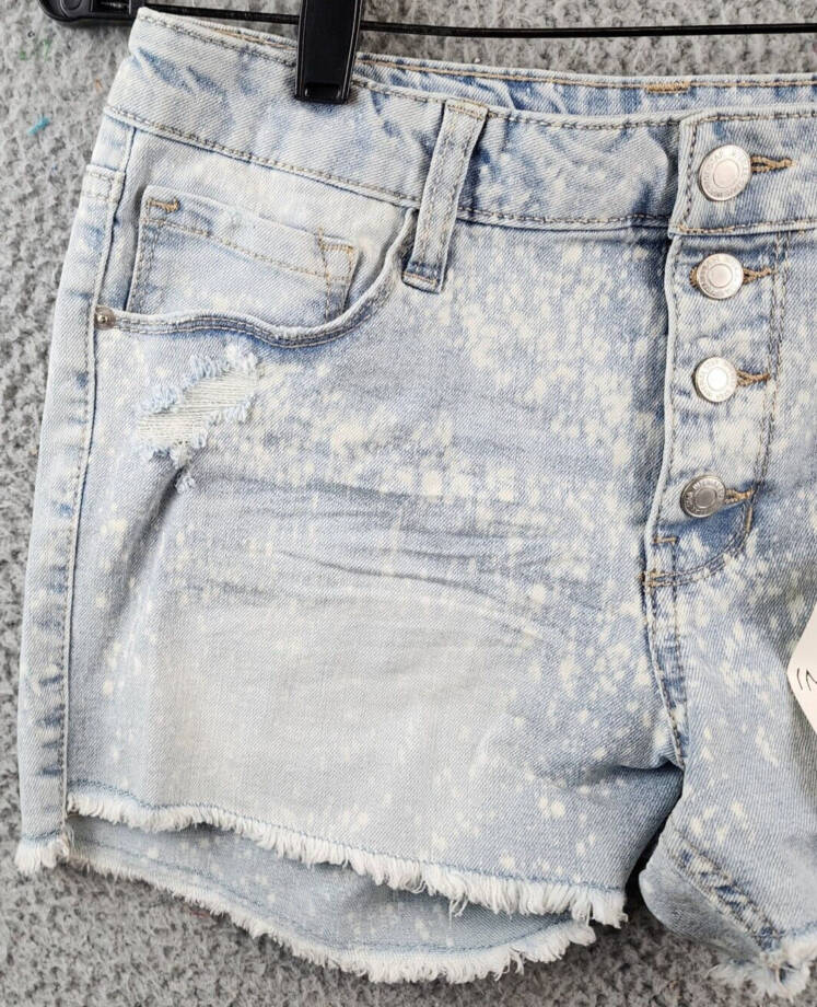 IMPERIAL STAR Destructed Splatter Denim Shorts Big Girls 14 Delilah Wash Snap
