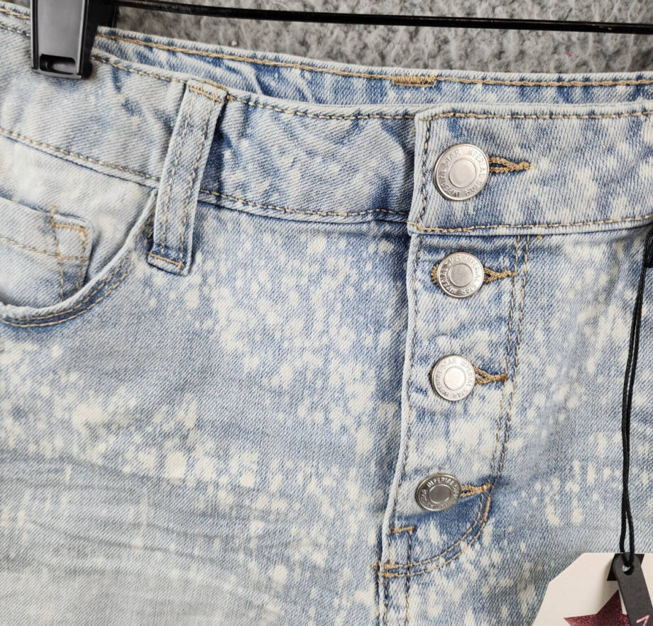 IMPERIAL STAR Destructed Splatter Denim Shorts Big Girls 14 Delilah Wash Snap