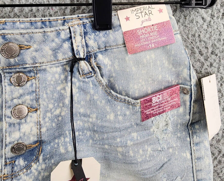 IMPERIAL STAR Destructed Splatter Denim Shorts Big Girls 14 Delilah Wash Snap