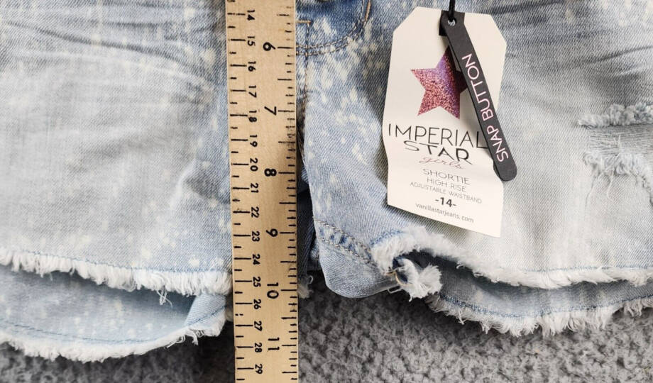 IMPERIAL STAR Destructed Splatter Denim Shorts Big Girls 14 Delilah Wash Snap