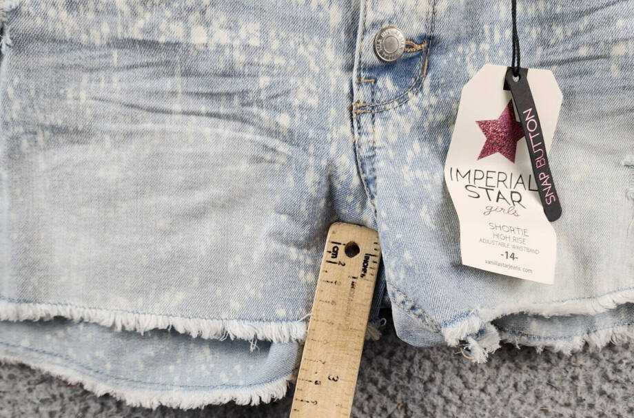 IMPERIAL STAR Destructed Splatter Denim Shorts Big Girls 14 Delilah Wash Snap