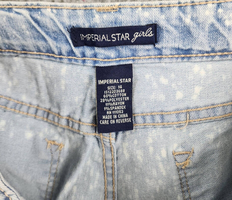 IMPERIAL STAR Destructed Splatter Denim Shorts Big Girls 14 Delilah Wash Snap