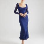 Bardot Adoni Lace Long-Sleeve Midi Dress Women's 4 Navy Scoop Neck Back Zip
