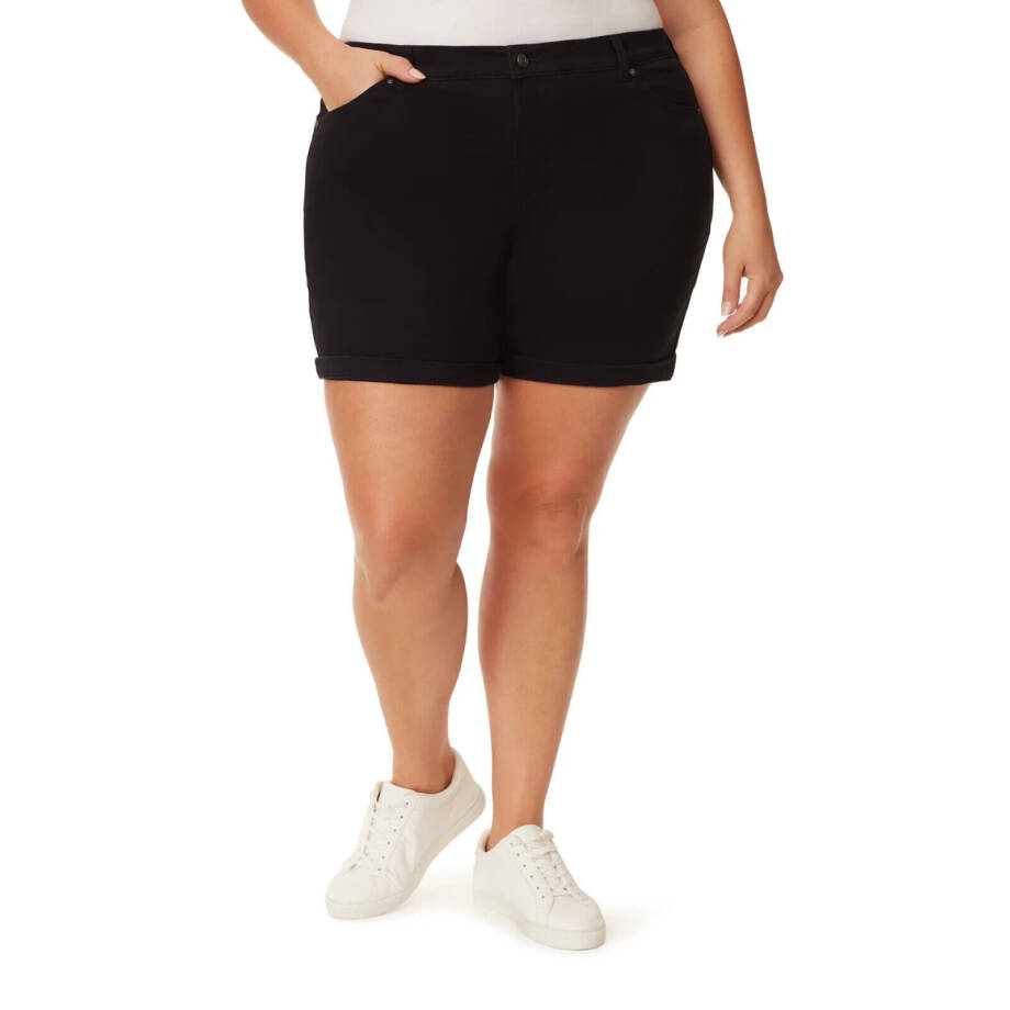 Gloria Vanderbilt Plus Size Amanda Bermuda Shorts Women's 20W Black Pockets Zip