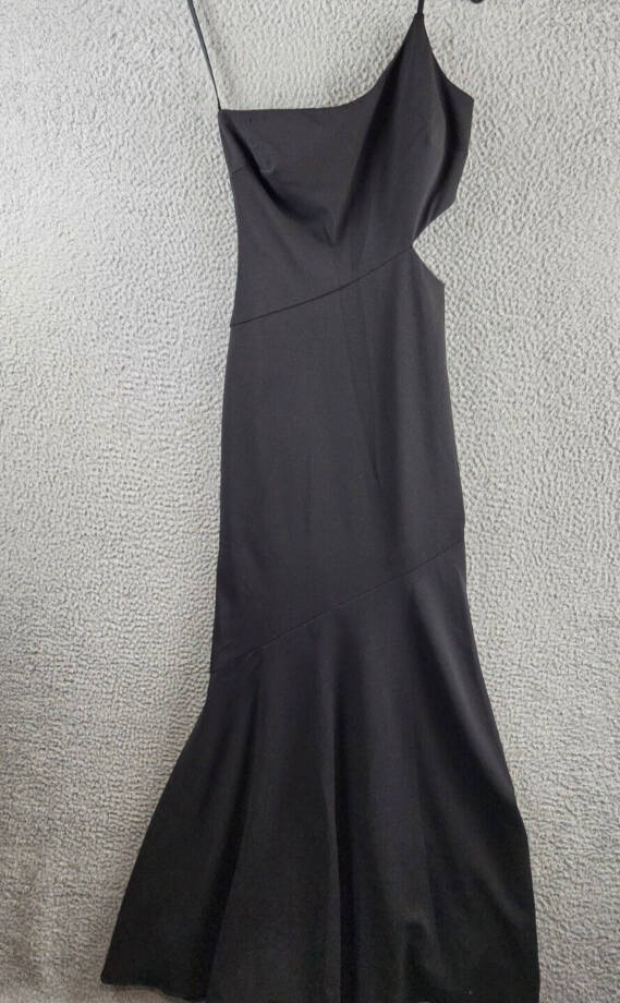 AQUA Scuba Crepe One-Shoulder Dress Women's 2 Black Cutout Side Back Zip Closure