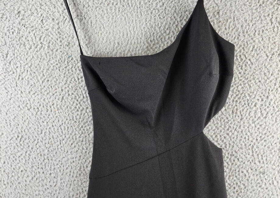 AQUA Scuba Crepe One-Shoulder Dress Women's 2 Black Cutout Side Back Zip Closure