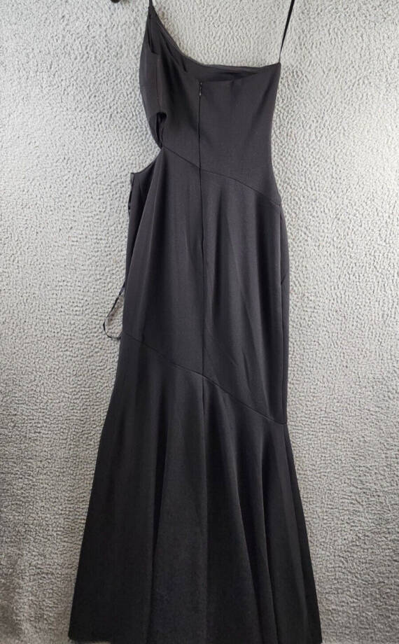 AQUA Scuba Crepe One-Shoulder Dress Women's 2 Black Cutout Side Back Zip Closure