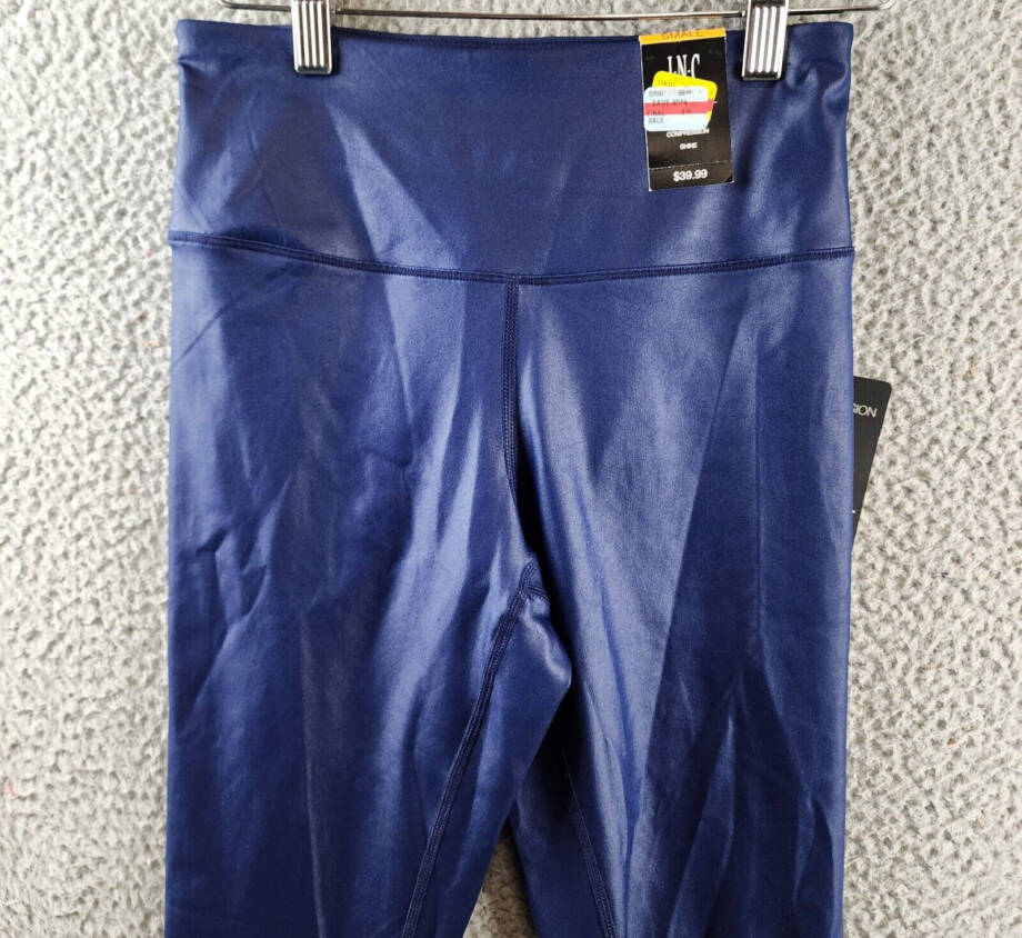 I.N.C. International Concepts Shine Compression Leggings Women's S Navy Pull On