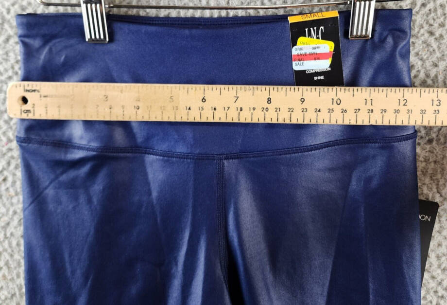 I.N.C. International Concepts Shine Compression Leggings Women's S Navy Pull On