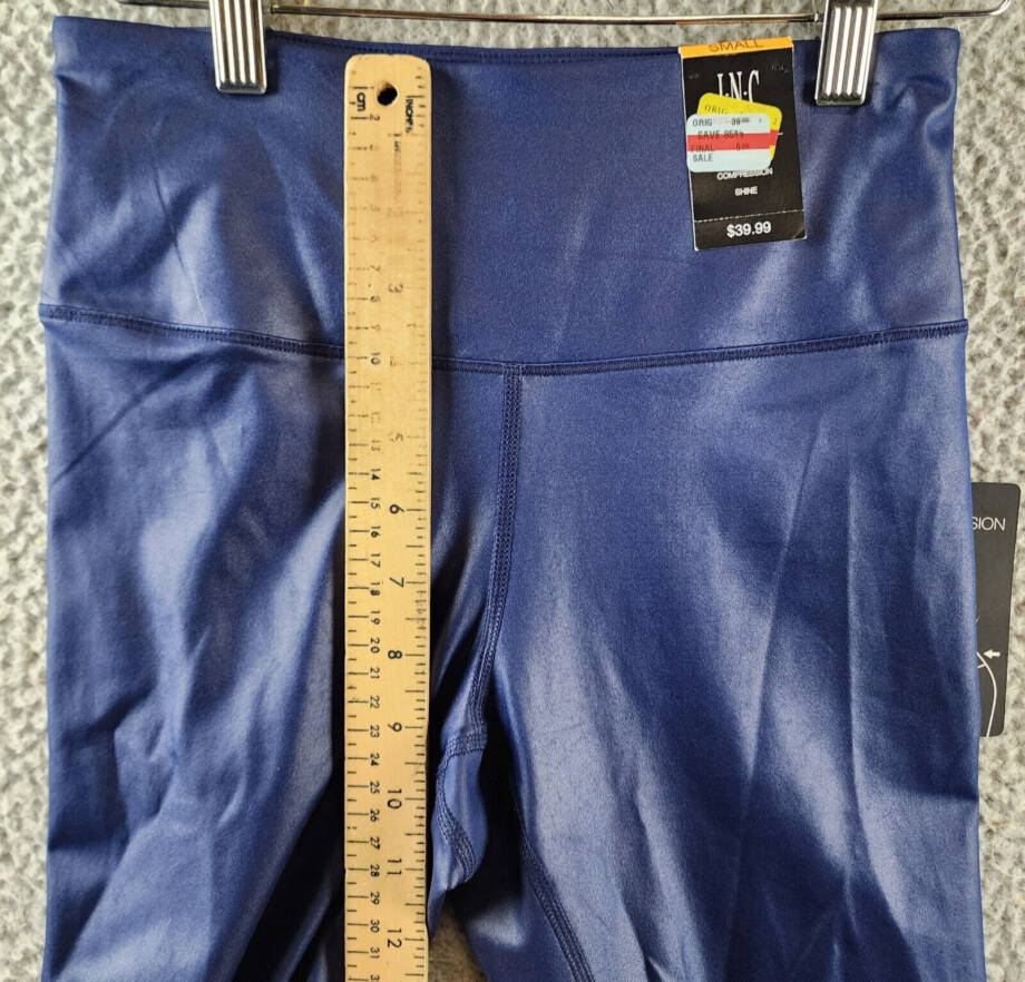 I.N.C. International Concepts Shine Compression Leggings Women's S Navy Pull On