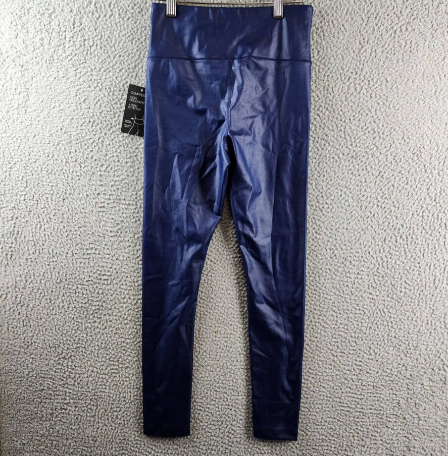 I.N.C. International Concepts Shine Compression Leggings Women's S Navy Pull On
