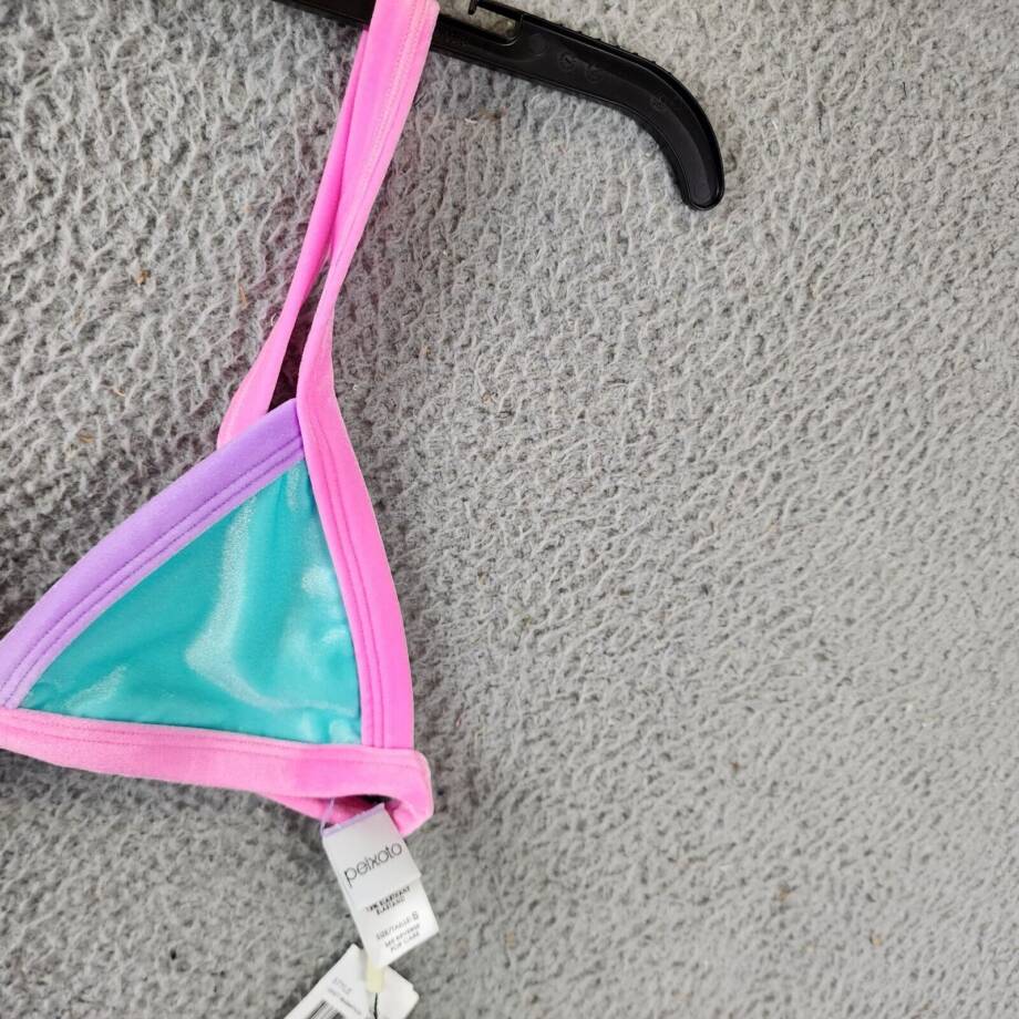 Peixoto Tina Color Block Bikini Top Women's S Bubble Gum Peach Adjustable Straps
