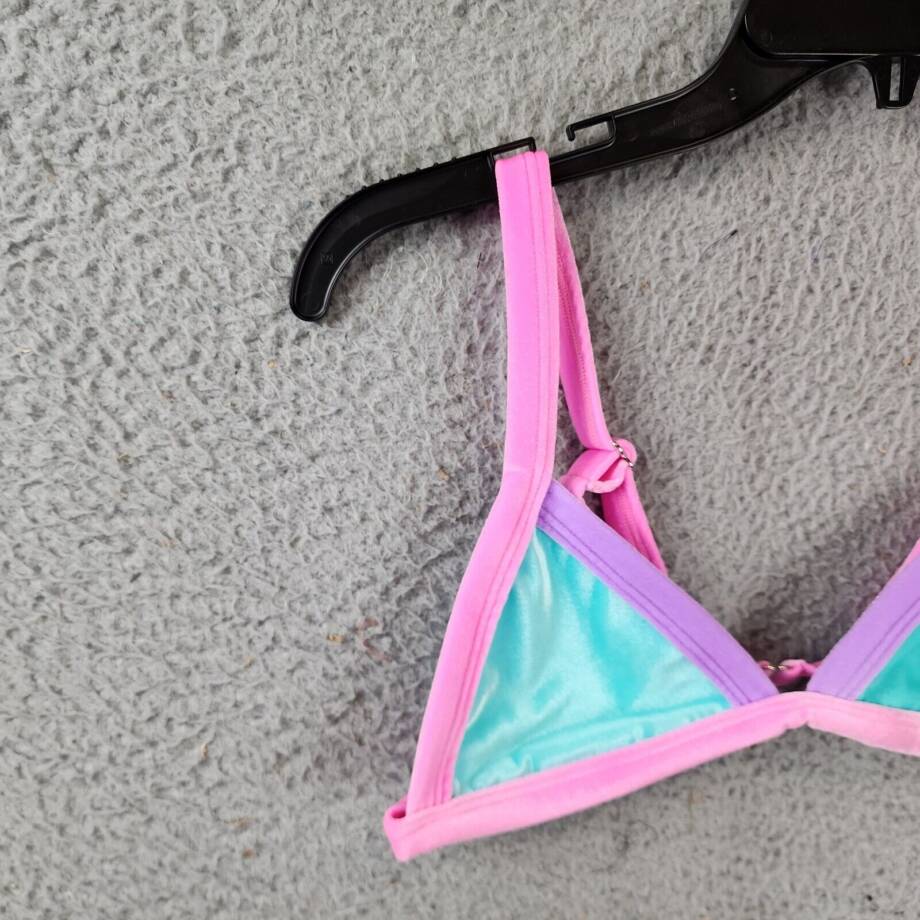 Peixoto Tina Color Block Bikini Top Women's S Bubble Gum Peach Adjustable Straps