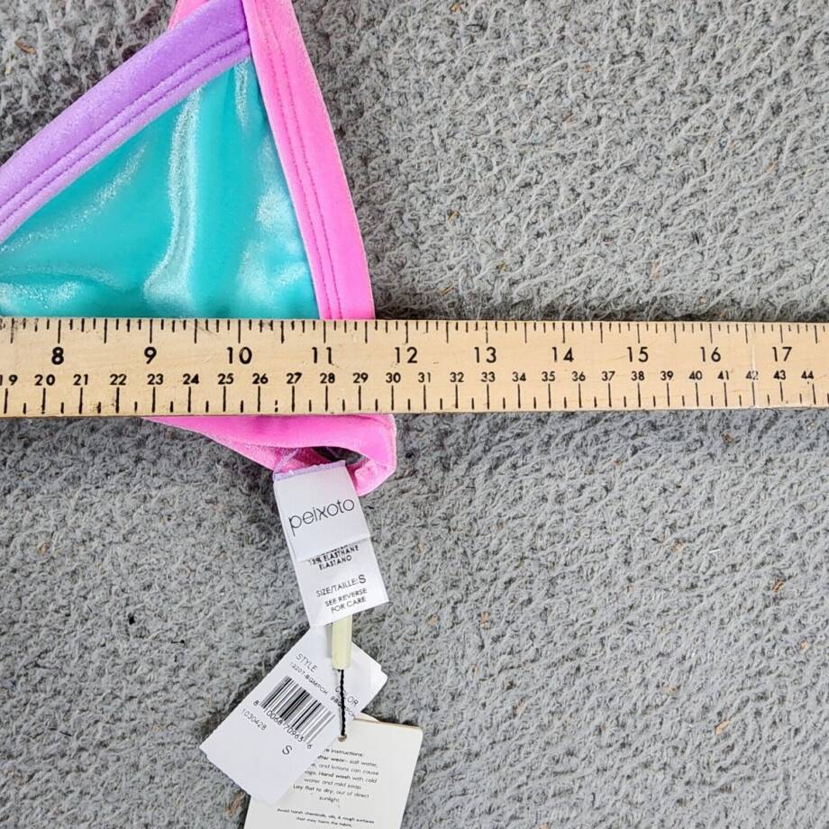 Peixoto Tina Color Block Bikini Top Women's S Bubble Gum Peach Adjustable Straps