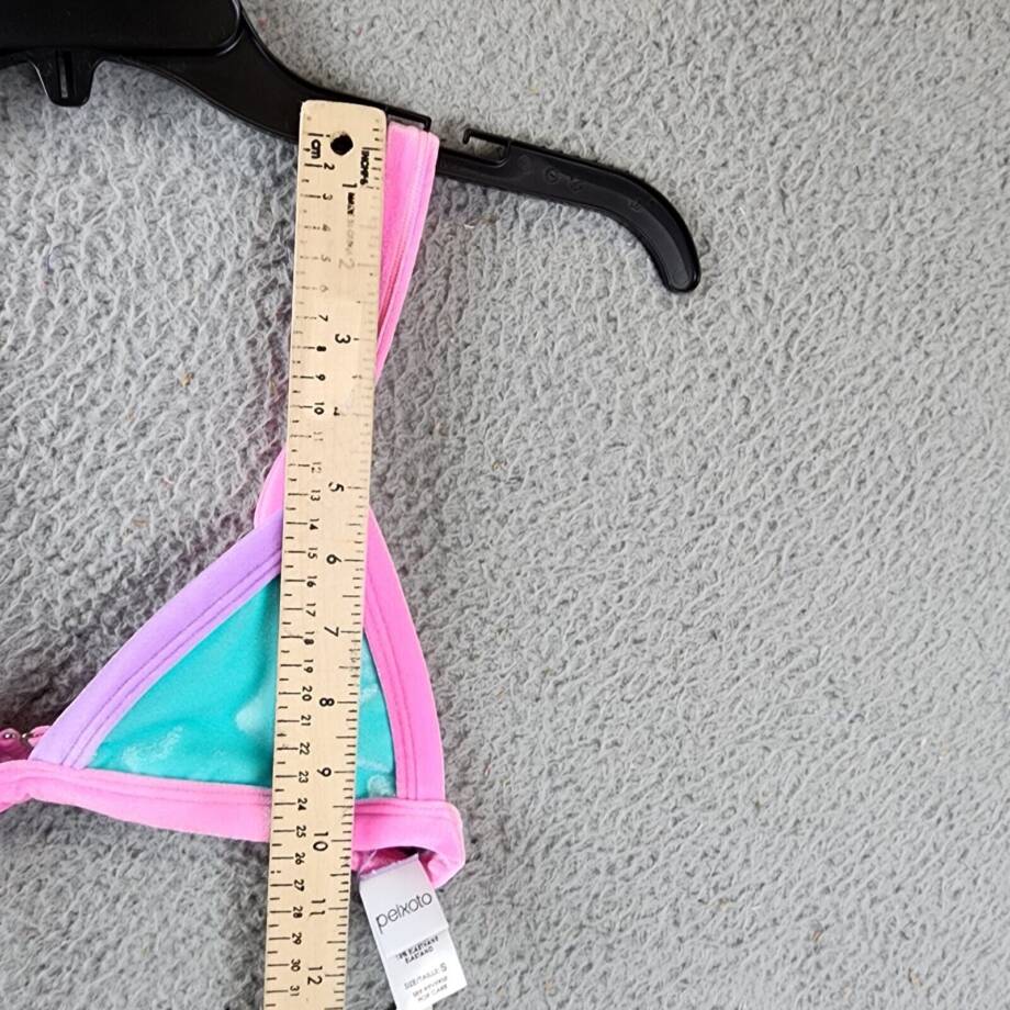 Peixoto Tina Color Block Bikini Top Women's S Bubble Gum Peach Adjustable Straps