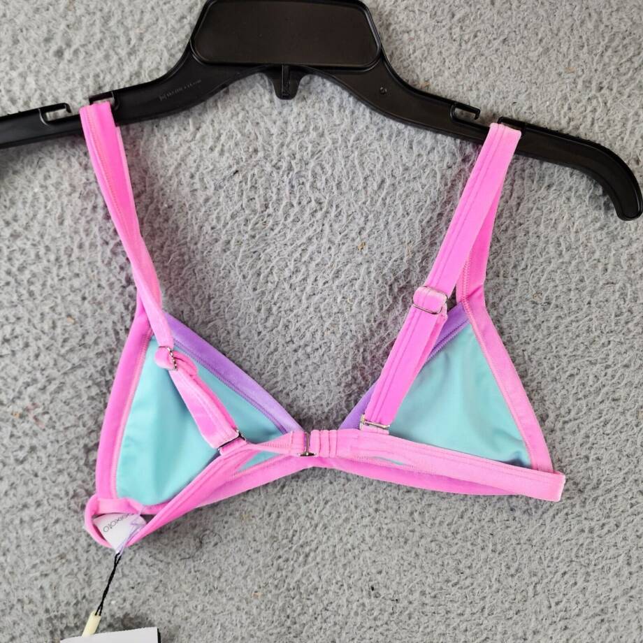 Peixoto Tina Color Block Bikini Top Women's S Bubble Gum Peach Adjustable Straps