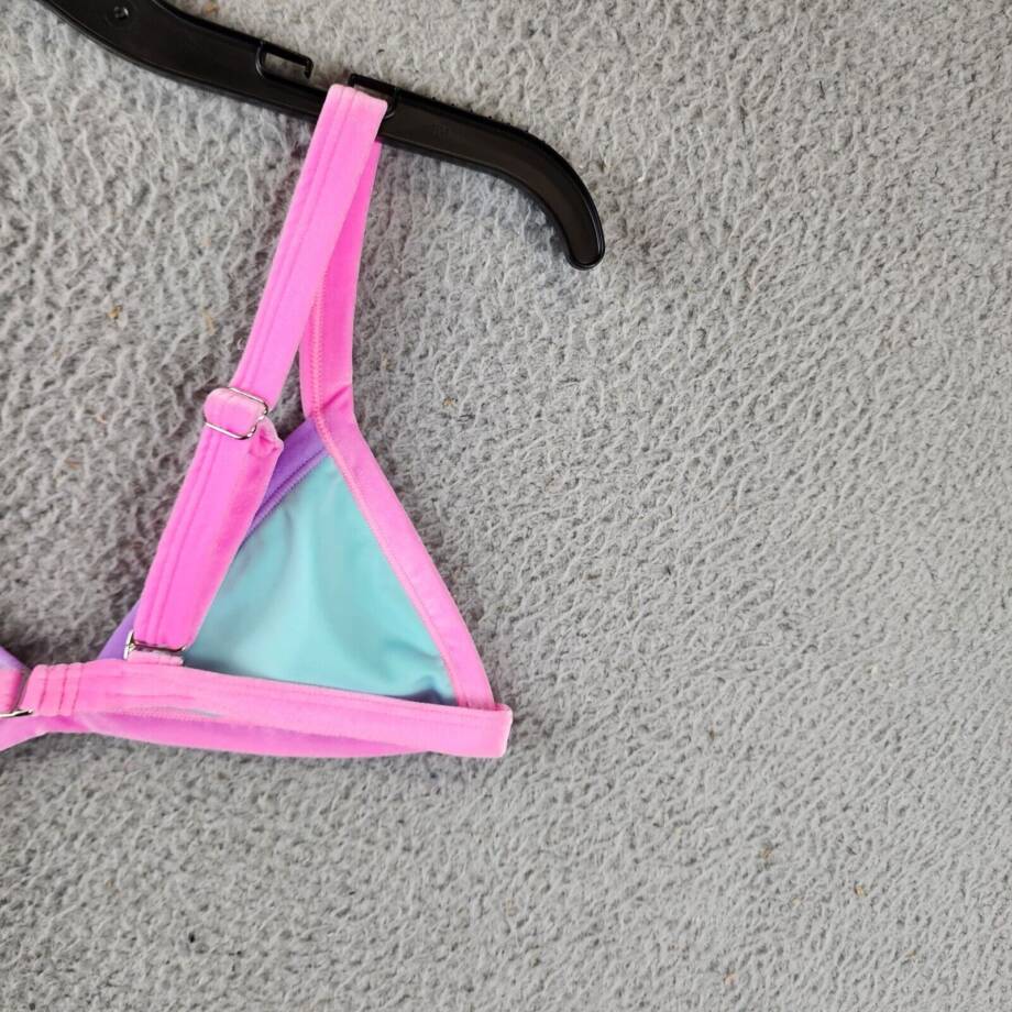 Peixoto Tina Color Block Bikini Top Women's S Bubble Gum Peach Adjustable Straps