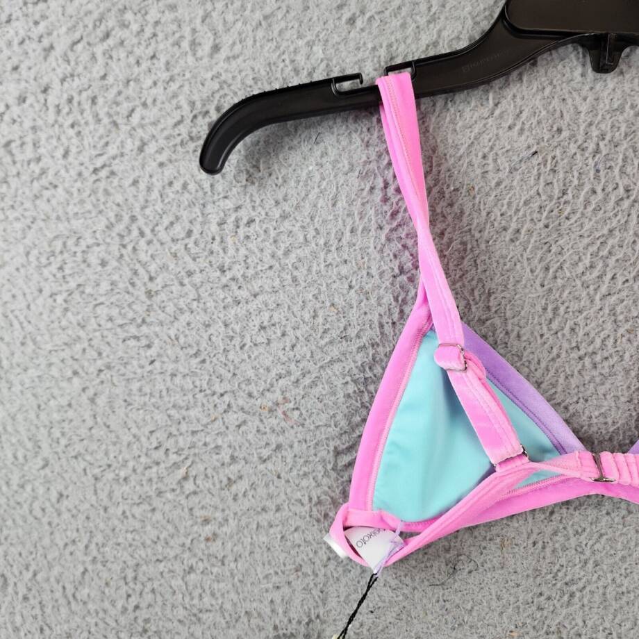 Peixoto Tina Color Block Bikini Top Women's S Bubble Gum Peach Adjustable Straps