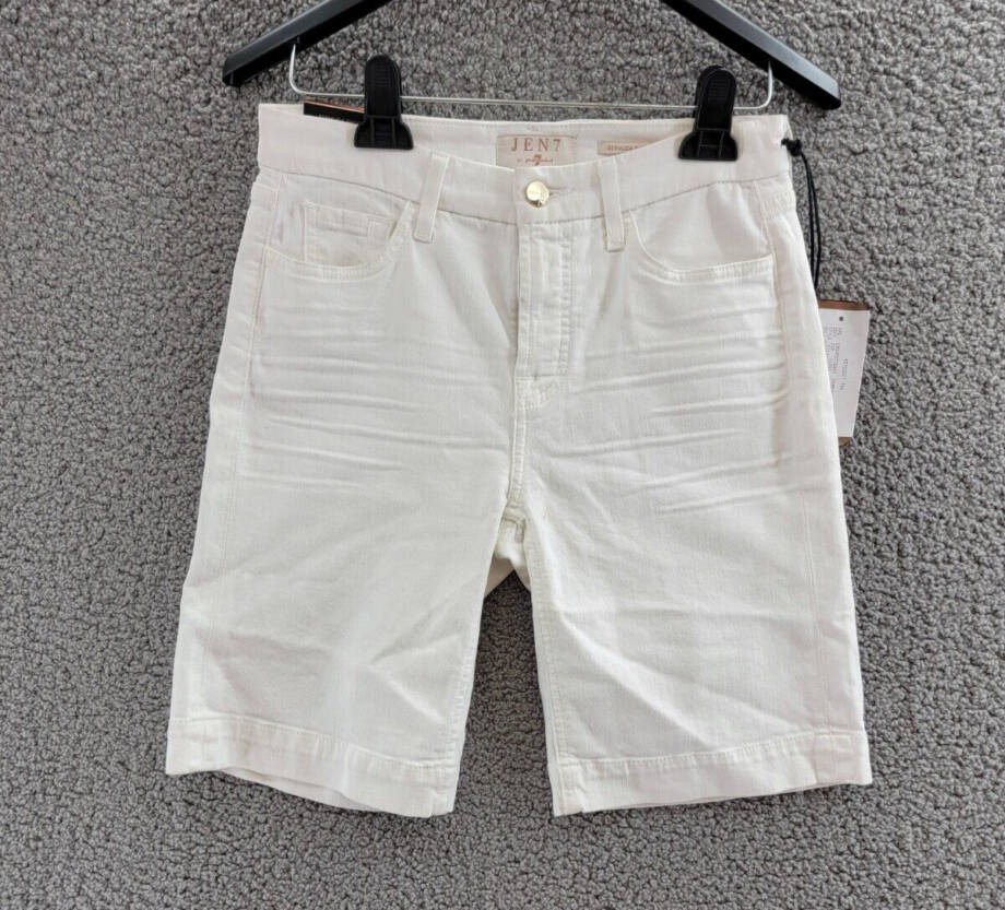 JEN 7 by 7 For All Mankind Bermuda Shorts Women's 4 White 5-Pocket Zip Fly