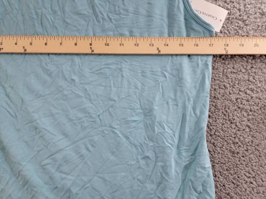 Charter Club Mock-Neck Top Women's M Tile Blue Solid Stretch Sleeveless Pullover