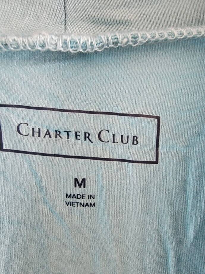 Charter Club Mock-Neck Top Women's M Tile Blue Solid Stretch Sleeveless Pullover