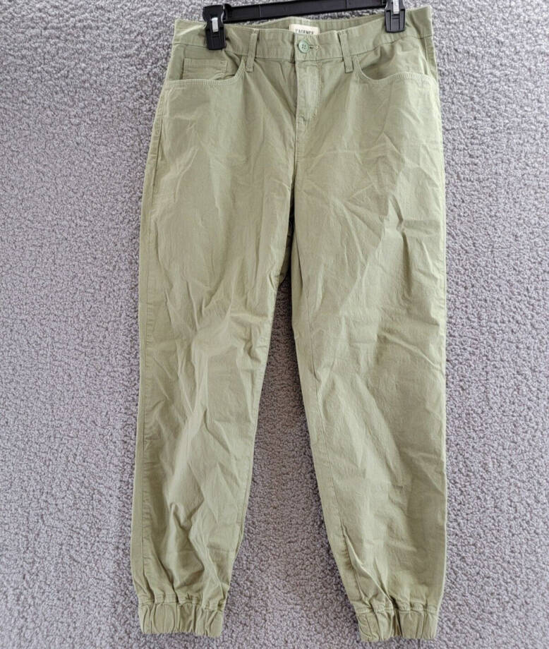 L'AGENCE Mirabel Cropped Flight Pants Women's 26 Soft Army Button Zip Closure