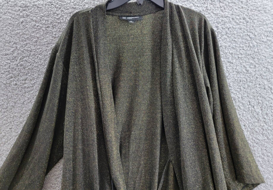 INC International Concepts Sparkle Robe Women's 12 Black Sparkle Tie Waist
