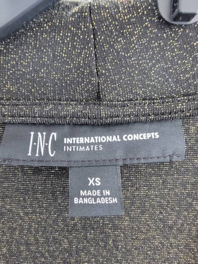INC International Concepts Sparkle Robe Women's 12 Black Sparkle Tie Waist