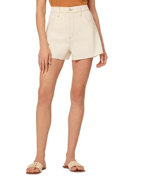 Joe's Jeans The Pleated High Rise Cut-Off Shorts Women's 30 Natural Pockets Zip