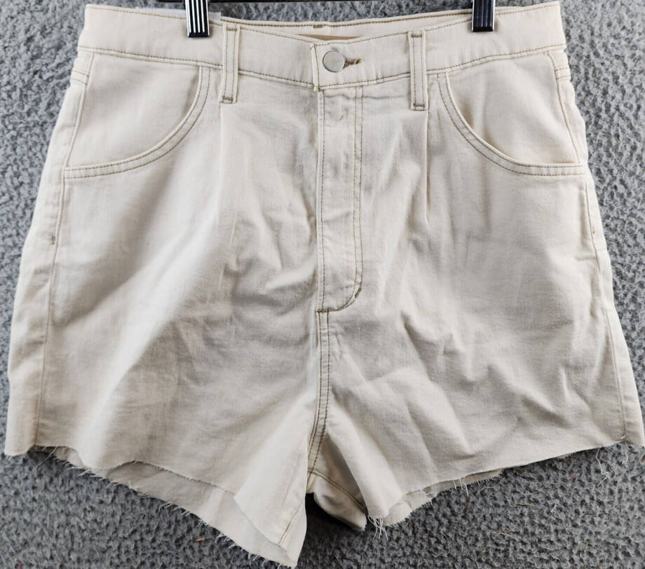 Joe's Jeans The Pleated High Rise Cut-Off Shorts Women's 30 Natural Pockets Zip