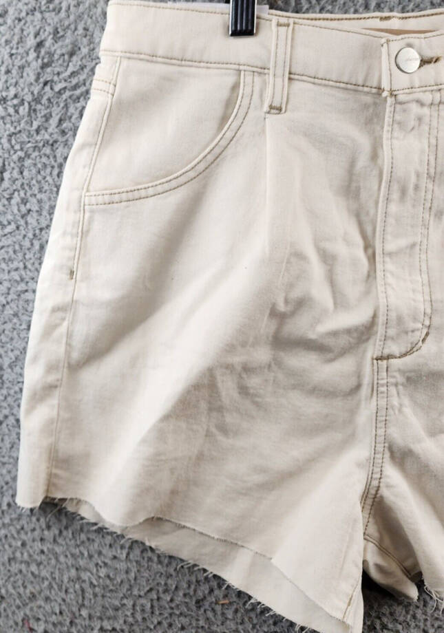 Joe's Jeans The Pleated High Rise Cut-Off Shorts Women's 30 Natural Pockets Zip