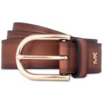 Michael Michael Kors Gold-Tone-Buckle Leather Belt Womens M Luggage Single Prong