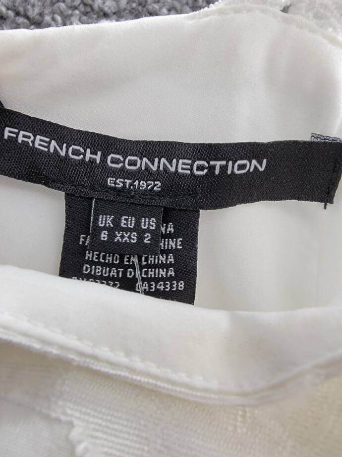 FRENCH CONNECTION Freya Mini Dress Women's 2 Summer White Tie Waist Zip Closure