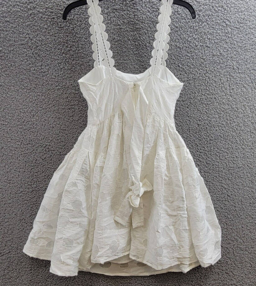 FRENCH CONNECTION Freya Mini Dress Women's 2 Summer White Tie Waist Zip Closure