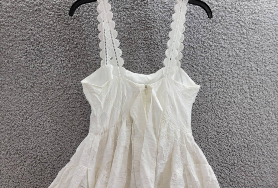FRENCH CONNECTION Freya Mini Dress Women's 2 Summer White Tie Waist Zip Closure