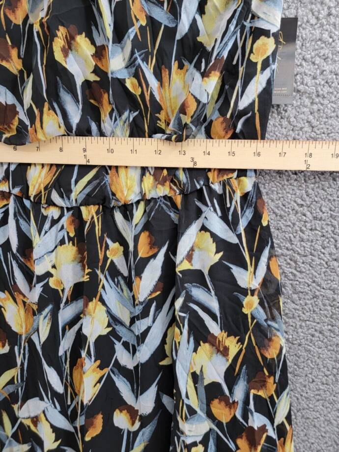 Thalia Sodi Illusion Hardware Halter Maxi Dress Women's L Serengeti Floral Black